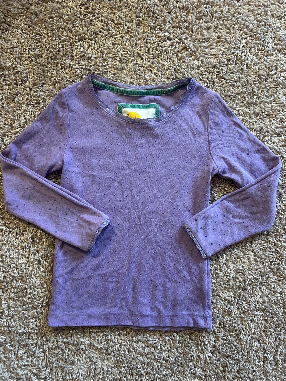 Mini Boden Girls' Long Sleeve Purple Top - 6-7Y